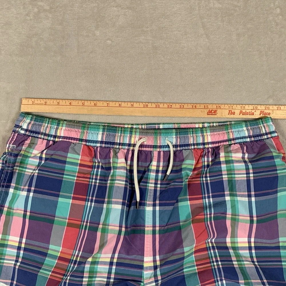 Polo Ralph Lauren Swimsuit Mens 2XLT Multicolor Plaid Pockets Lined Beach Surf